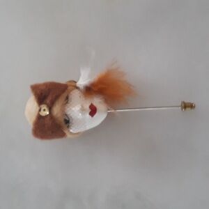 Beautiful Vintage French Flapper Stick Pin Brooch 1970s Collectible Hand painted